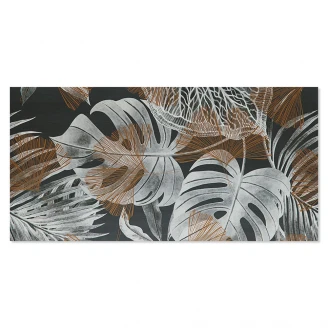 Blommigt Kakel Lilysuite Grå Matt 60x120 cm (Två Stycken Set)